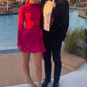 Do+Be pink satin mini dress.